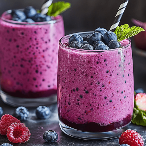 Eiin Glas mit einem Beeren Smoothie