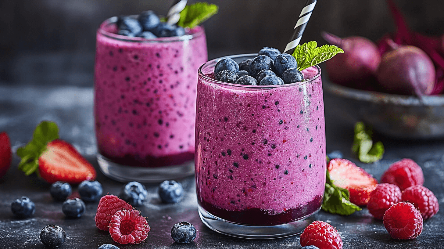 Eiin Glas mit einem Beeren Smoothie