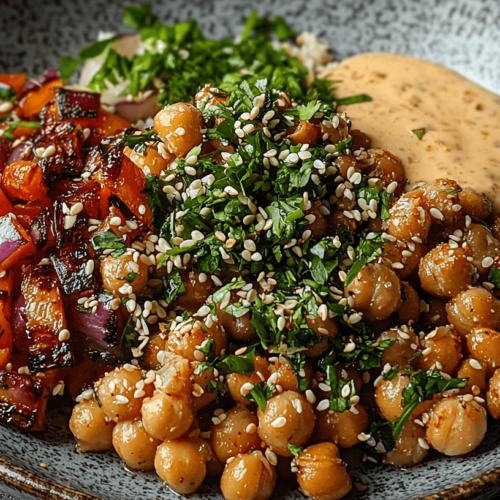Gebratene_Kichererbsen-Bowl_Gemüse_Tahini-Dressing