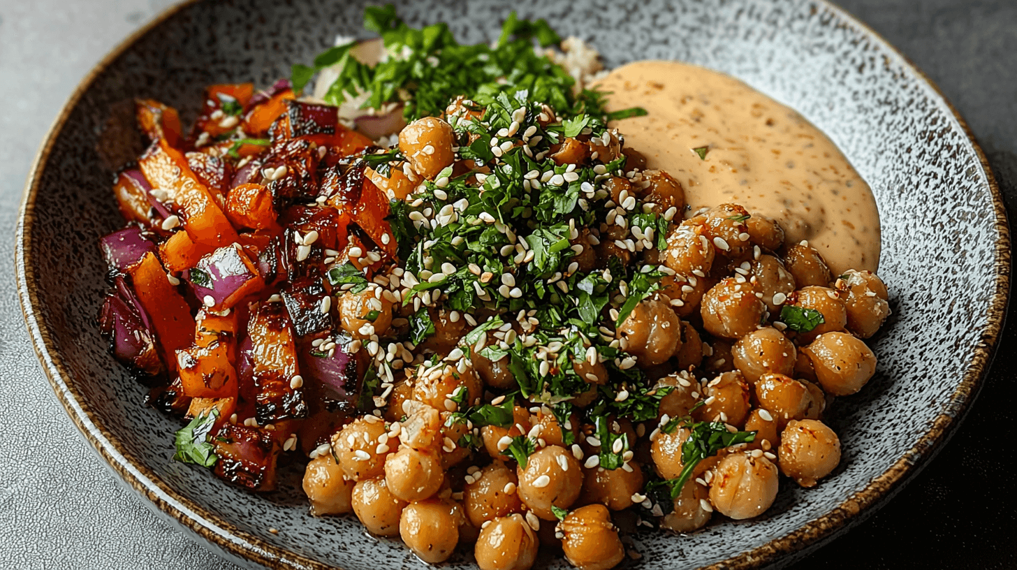 Gebratene_Kichererbsen-Bowl_Gemüse_Tahini-Dressing