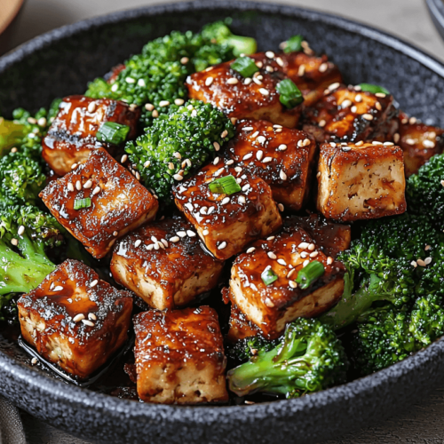 Eine Schüssel mit Tofu und Brokkoli