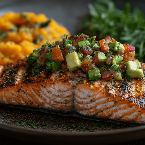 Lach mit Acovado Salsa und Püree